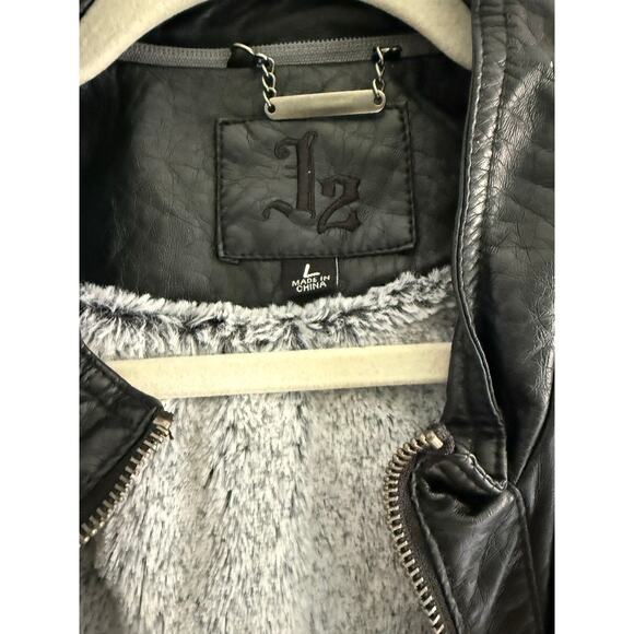 J2 by Jou Jou Faux Black Leather Jacket Size L - Picture 3 of 4